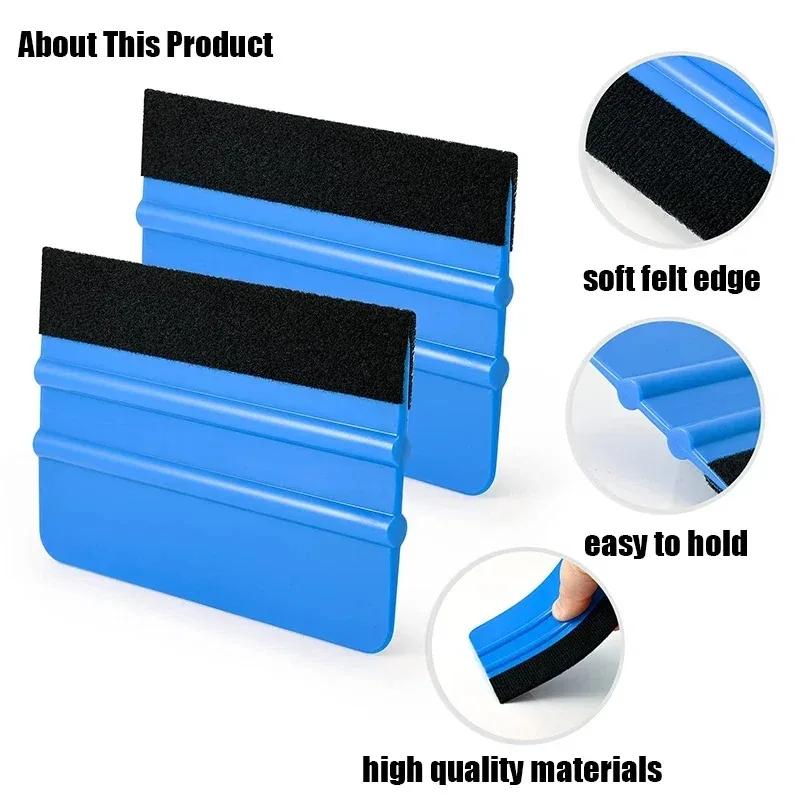 5/10Pcs Felt Edge Squeegee Car Film Wrap ScraperPlastic 4 Inch Burr Scraper, Car Film Application Scraper, Film Application Tool