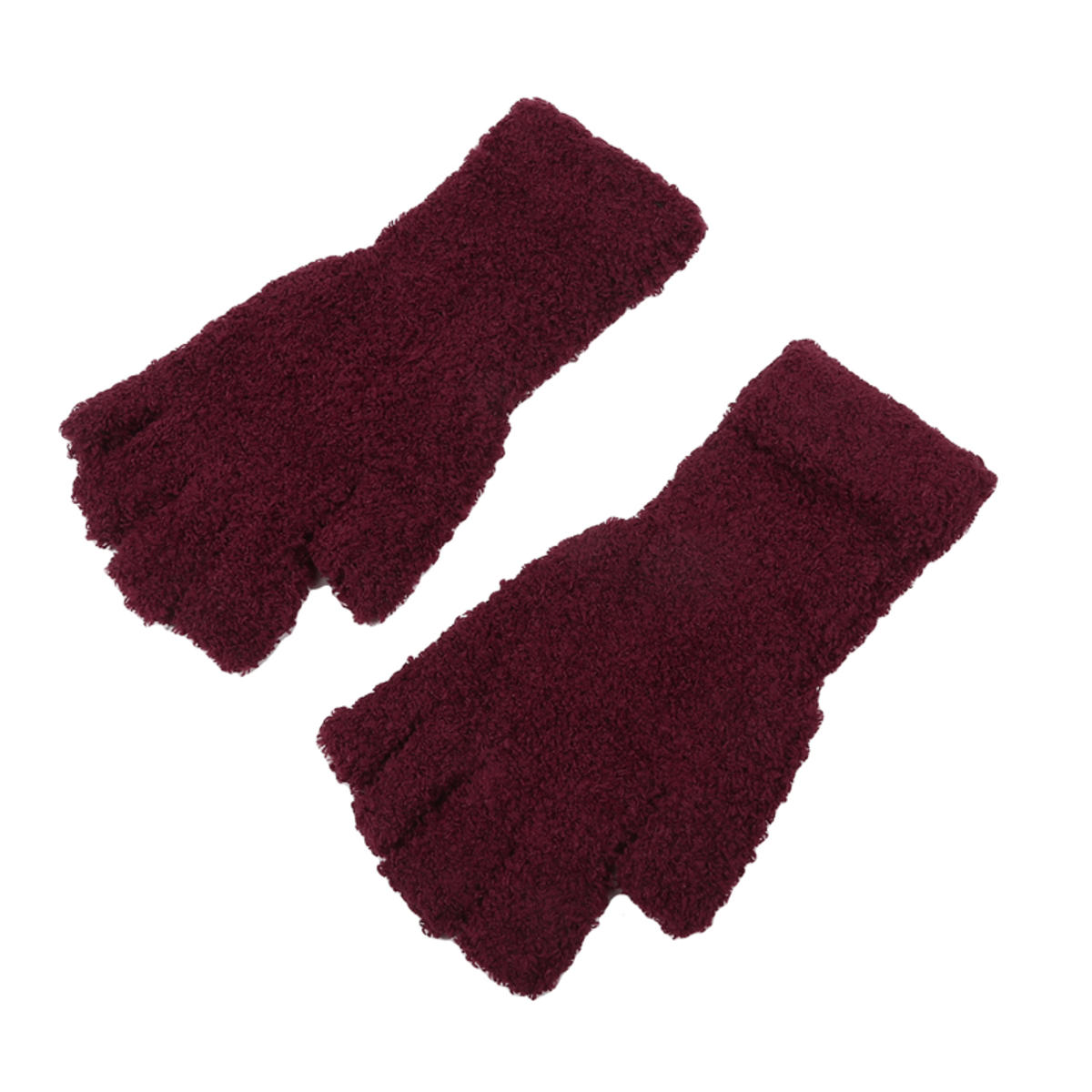 

Coral Fleece Half Finger Gloves Solid Color Winter Warm Knitted Gloves Thicken Soft Plush Glove Outdoor Mittens