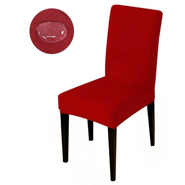 Waterproof Elastic Chair Cover Dining Room Solid Color Chair Slipcover Spandex Removable Chair Seat Cover for Kitchen Wedding