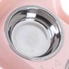 Pet Dog Bowls Stainless Steel Cute Shape Leak Proof Smooth Inner Easy Clean Double Dog Bowl for Cats Pink