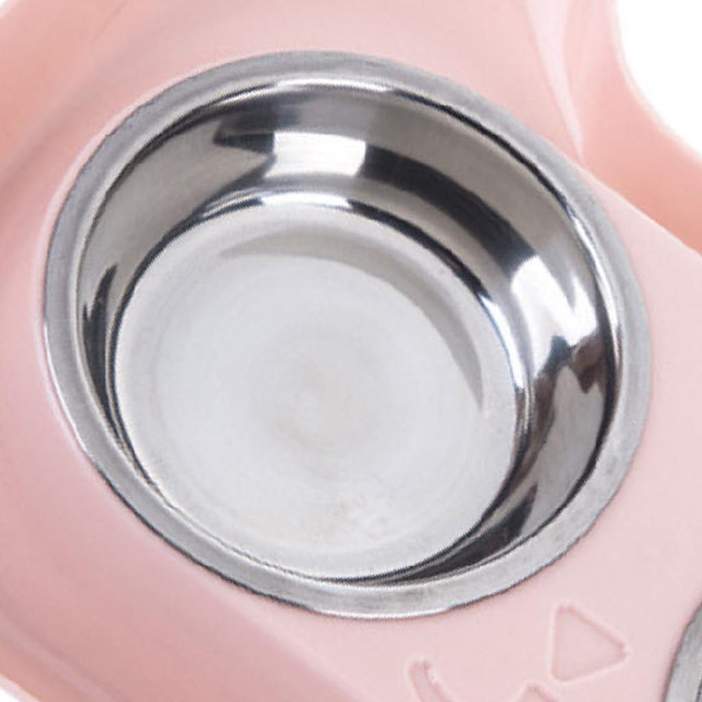 Pet Dog Bowls Stainless Steel Cute Shape Leak Proof Smooth Inner Easy Clean Double Dog Bowl for Cats Pink