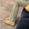 Sheepskin heel height 6cm slippers women's summer toe fairy wind outer wear thin band wedge herringbone cool slippers
