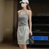 Johnature American Sexy Wool Racer Tops Summer Fashion Sleeveless Render Soft Simple Slim Tops