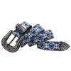 Blue Porcelain Floral Rhinestone Women's Versatile Fashion Belt