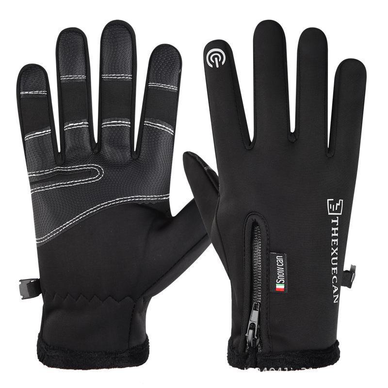 Guantes de invierno unisex impermeables con pantalla táctil y forro de terciopelo: Antideslizante, resistente al viento para conducir, correr y andar en bicicleta