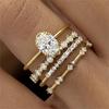 Sanjie Wish Luxury Zircon Flower Jewelry Set: European & American Style Engagement and Anniversary Rings (4-Piece)