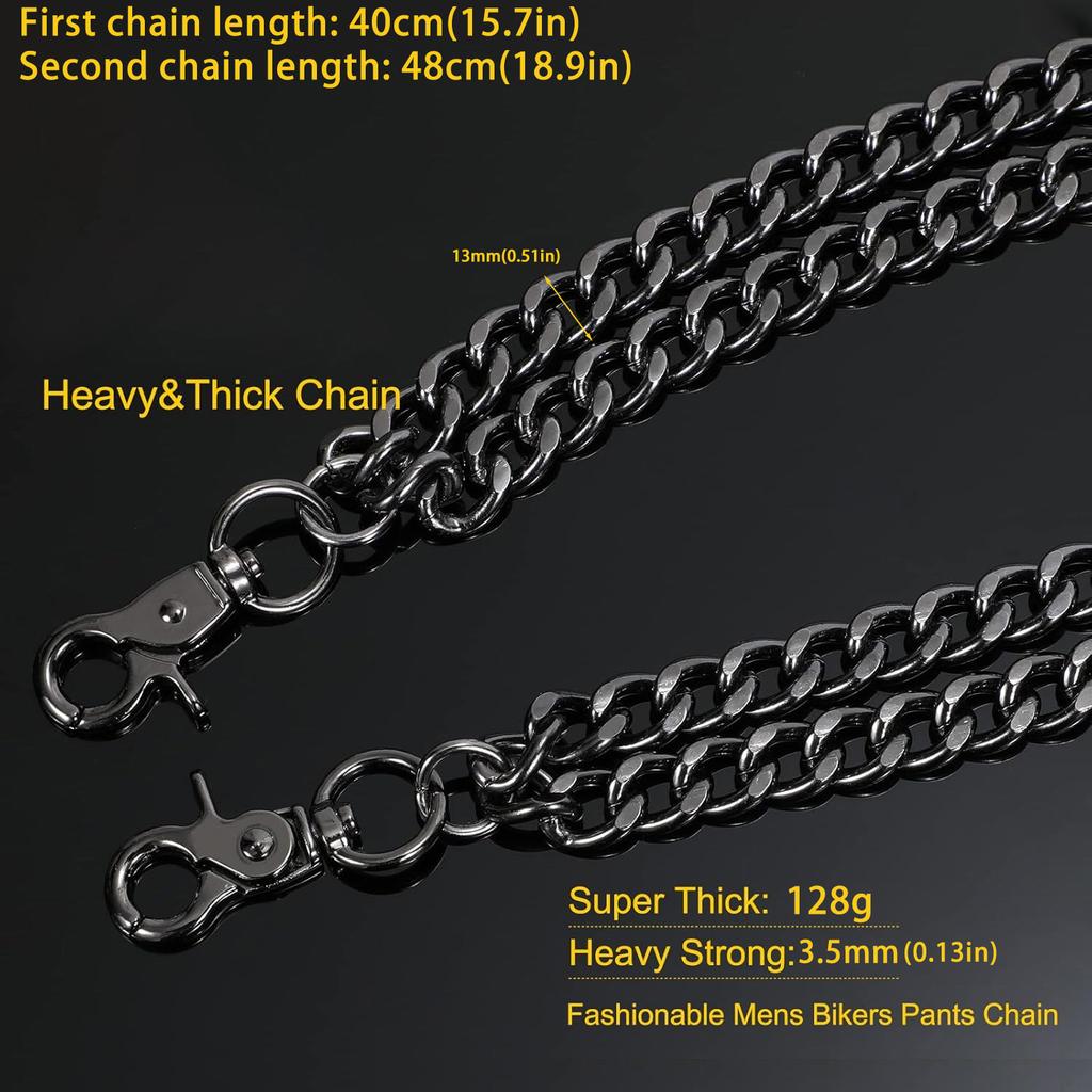 Punk Bag Chain Wallet Chain for Men Women Long Pocket Keychain with Lobster Clasps for Keys Bags