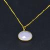 Rose Quartz 925 Sterling Silver Women Necklace, 22 K Gold Plated Gemstone Necklace Jewelry