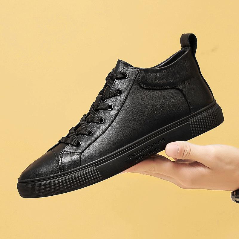 Men's Shoes 2025 Summer New Products Street Travel Tide Wear Waterproof Medium Help Heightening Board Shoes Youth Platform Casual Shoes