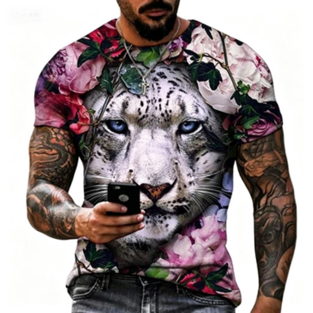 Summer Fashion Tiger Lion 3D Printing Cool Casual Street Style T-shirt for men