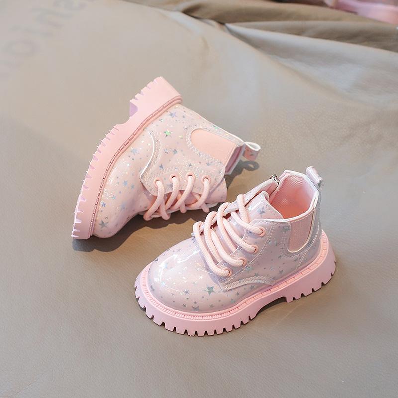New Autumn Children's Shoes for Girls, Shiny Leather Fashion Martin Boots, Korean Style Low-cut Versatile Short Boots, Popular Model