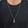 Stylish Black Zircon Dog Tag Pendant Necklace for Men, Fashion Waterproof Stainless Steel Necklace, Trendy Jewelry Gifts to Him