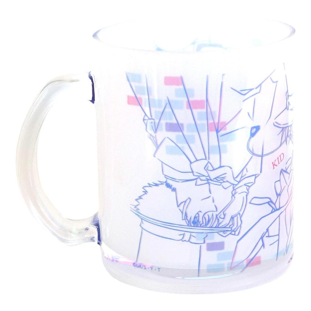 Detective Conan" Kid Mug, Glass Mug, Approx. 320ml, Line Art, Tableware, Goods, Made in Japan, 034184