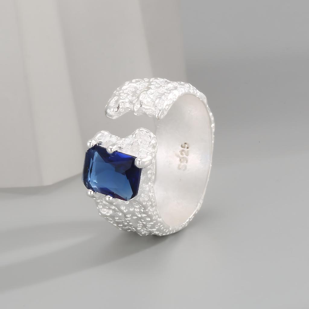 PANJBJ Anello Geometrico in Argento Sterling 925 con Giada di Hotan per Donna Ragazza Regolabile Gioielli Delicati Retrò Regalo di Compleanno Dropshipping