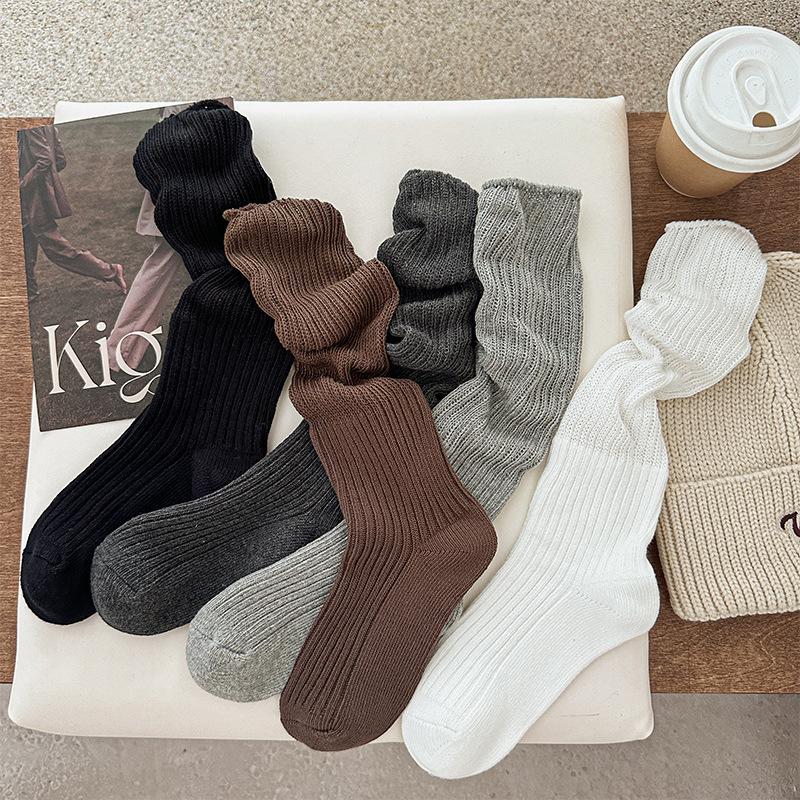 5 Pairs Socks Women's Spring and Autumn Cotton Thin Long Socks College Style Jk Stacked Socks Personality Trend White Boneless Calf Socks