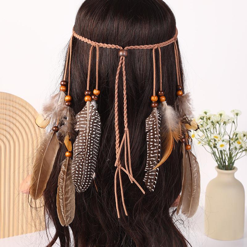 Halloween costume Indian headdress, Bohemian feather headband, ethnic style headwear accessories