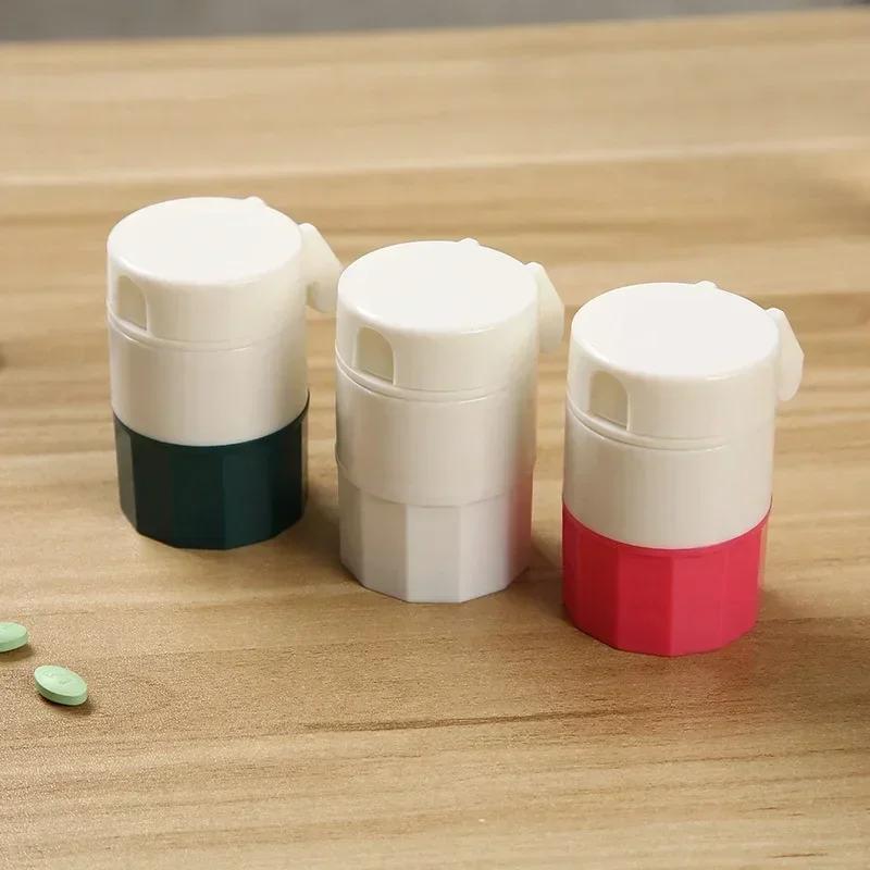 Cutting Tablets Pill Cutter Medicine Crusher 4 In1 Portable 4 Layer Grinder Splitter Tablet Cutter Divider Storage Case Pill Box