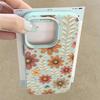 Minimalist Full-Coverage Line Art Daisy Pattern Shockproof Soft TPU Leather Texture Cover Case for iPhone 17 Pro Max Air 16e 16 15 14 13