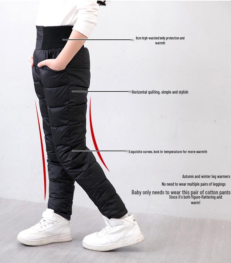 High-Waisted Warm Slimming Cotton Pants for Boys and Girls