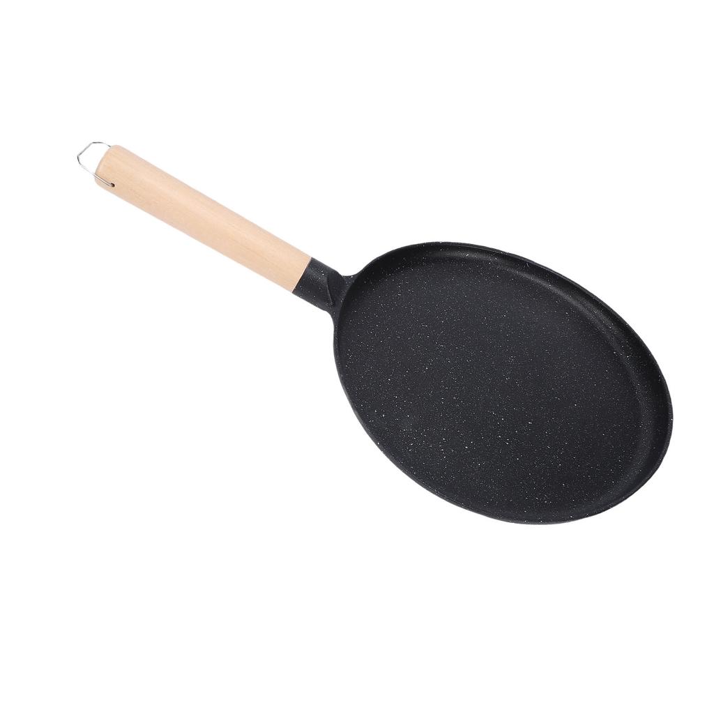 Pancake Griddle Anti Stick Coated Aluminum Alloy Flat Skillet with Wood Handle for Tortilla Roti Indian Pancake