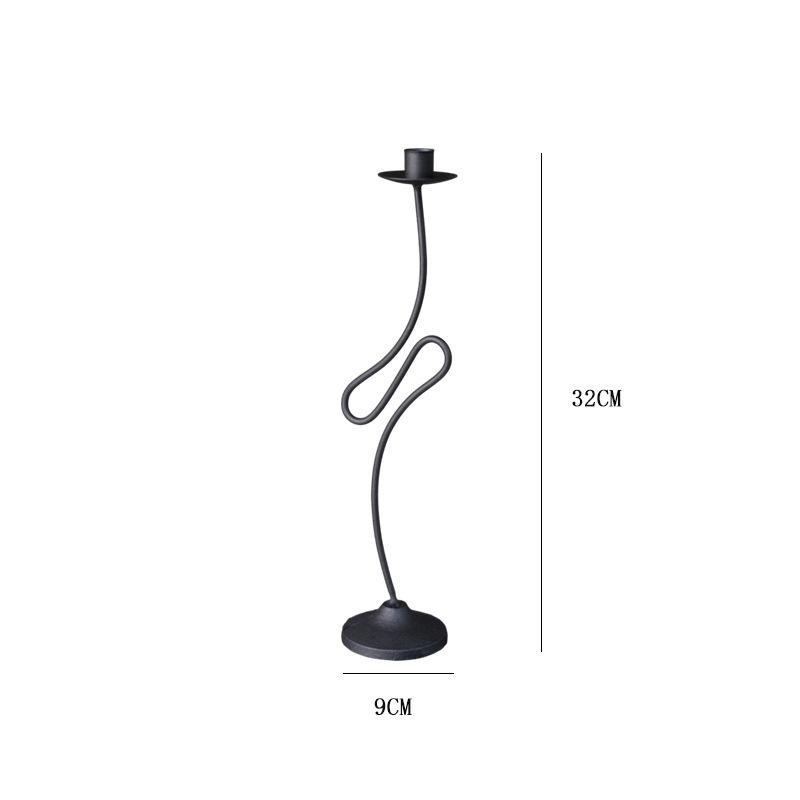 Home Decoration Irregular Candlestick Ornament Iron Candle Stand Creative Romantic Atmosphere Black Candlestick Decoration