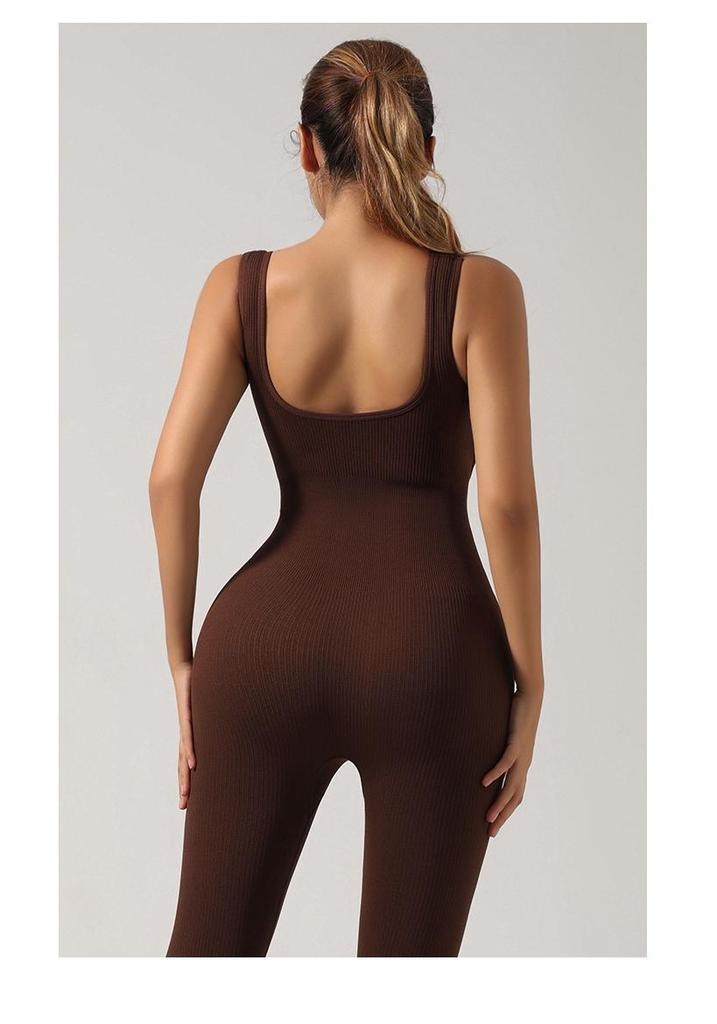Seamless Elastic Yoga Jumpsuit Set for Women
