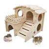 Small Animal Wooden Hut Luxury Villa House Two Layers for Dwarf Mouse Rat Gerbil