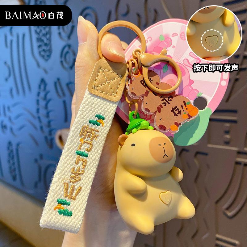 Creative Cartoon Sound Kapibara Keychain Cute Buddhist Capybara Doll Toy Doll Keychain Pendant