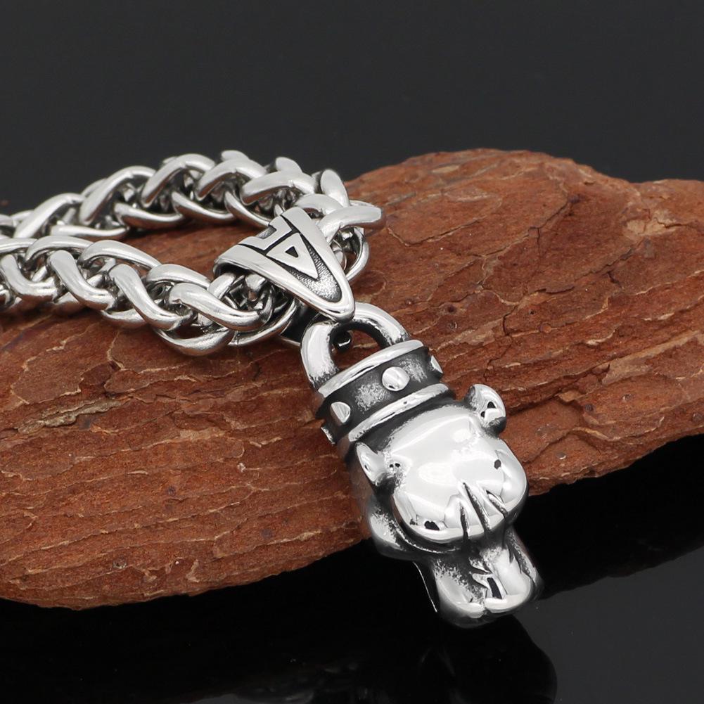 Titanium Steel Nordic Viking Celtic Wolf Necklace Amulet