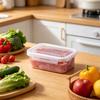 Contenedor de Alimentos Crujientes con Cierre a Presión y Tapa abatible Caja Sellada de Apertura con una Mano Apto para Microondas Organizador de Nevera para Carne Fresca y Verduras