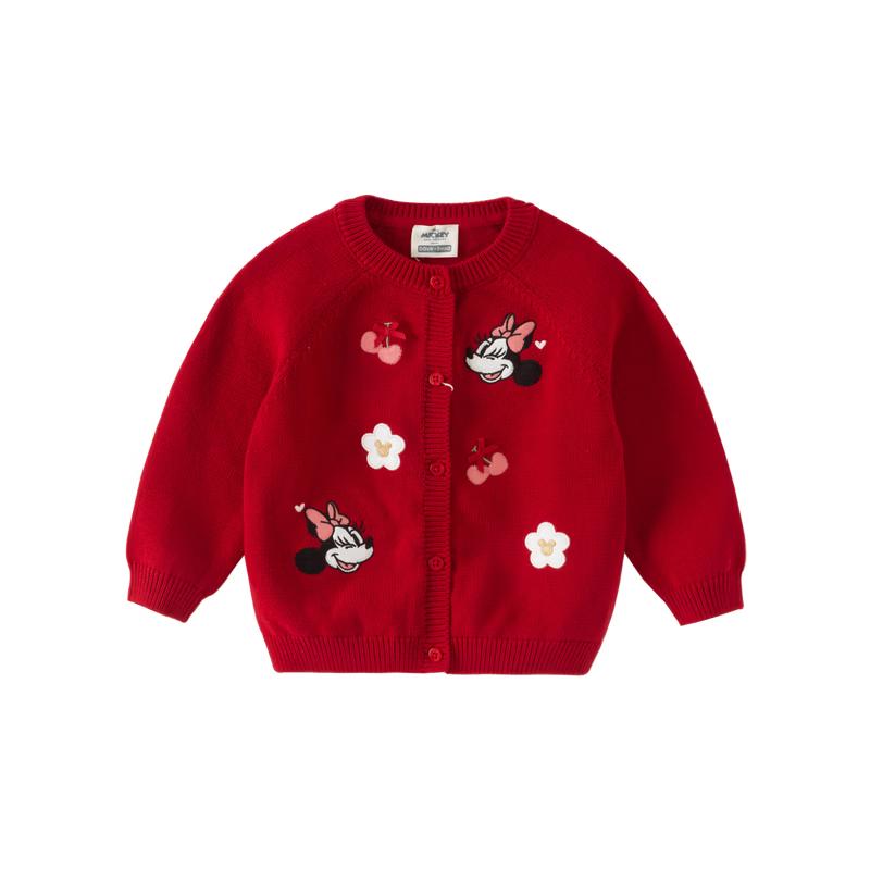 DAVE&BELLA Disney IP Girls' Red Knitted Cardigan