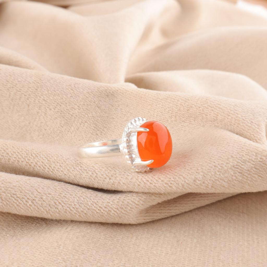 Carnelian Stone 925 Silver Statement Mother Gift Eternity Birthday Ring Jewelry RR-28-27