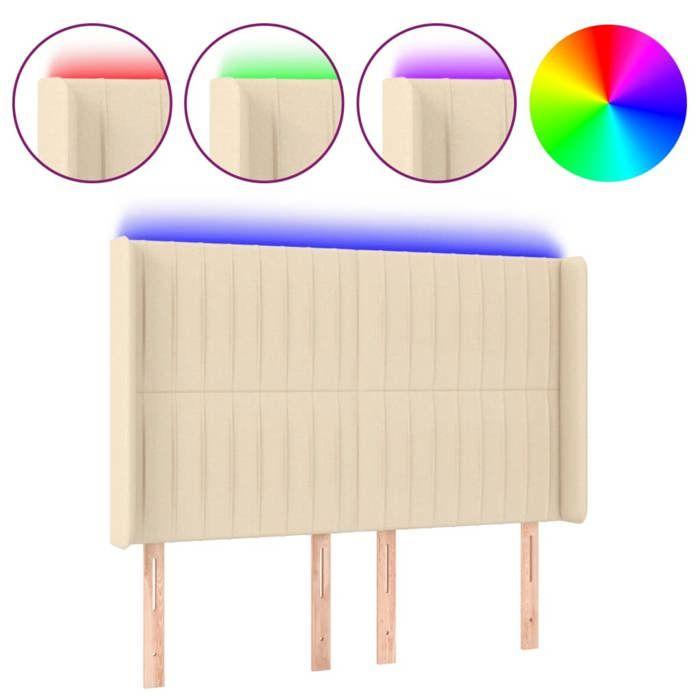 VidaXL Tête de Lit à LED Meuble de Chambre à Coucher Accessoire de Lit Double Tête de Cadre de Lit Intérieur Crème 3124289