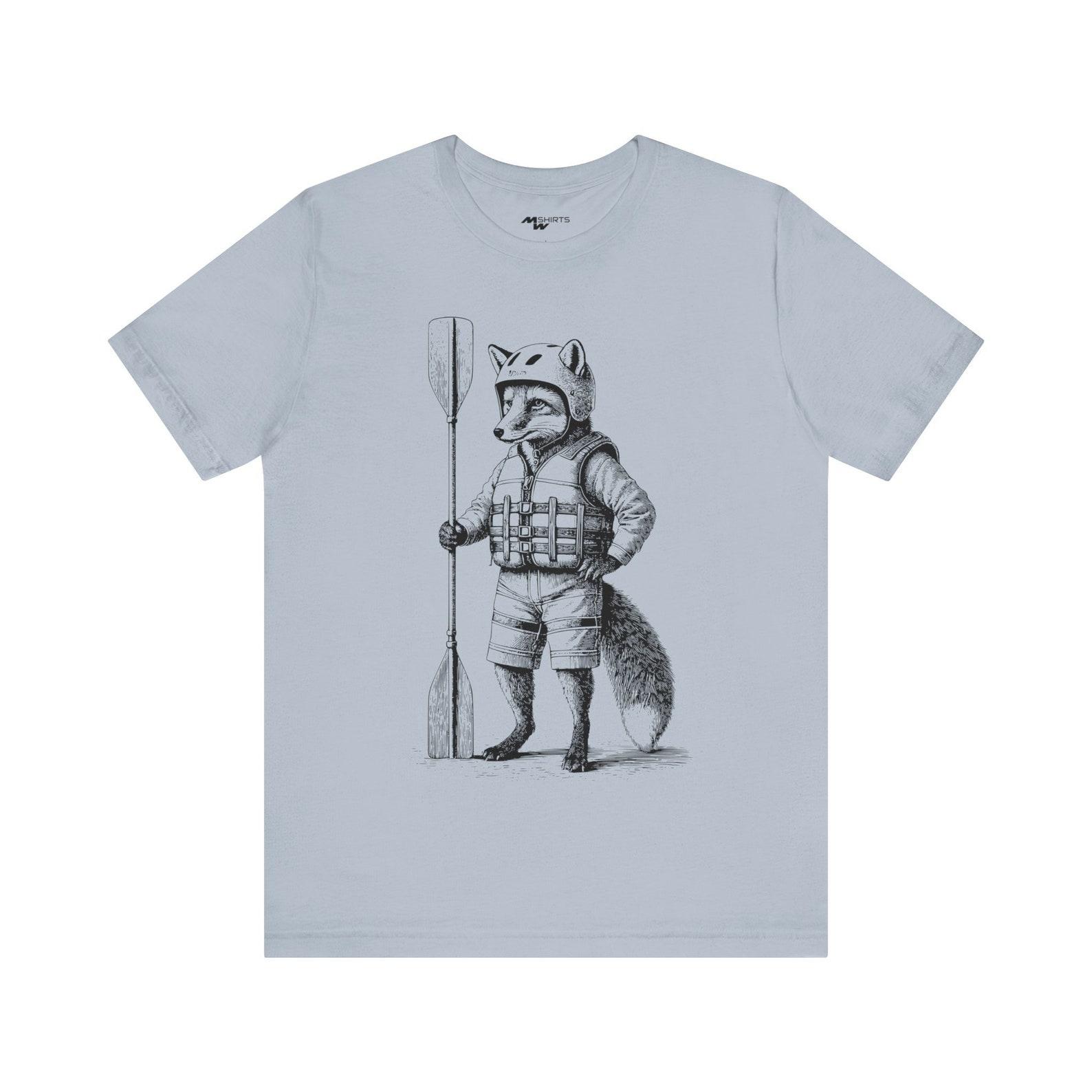 Engraving Style Rafting Fox T-Shirt/ Unisex Jersey Short Sleeve Tee XL
