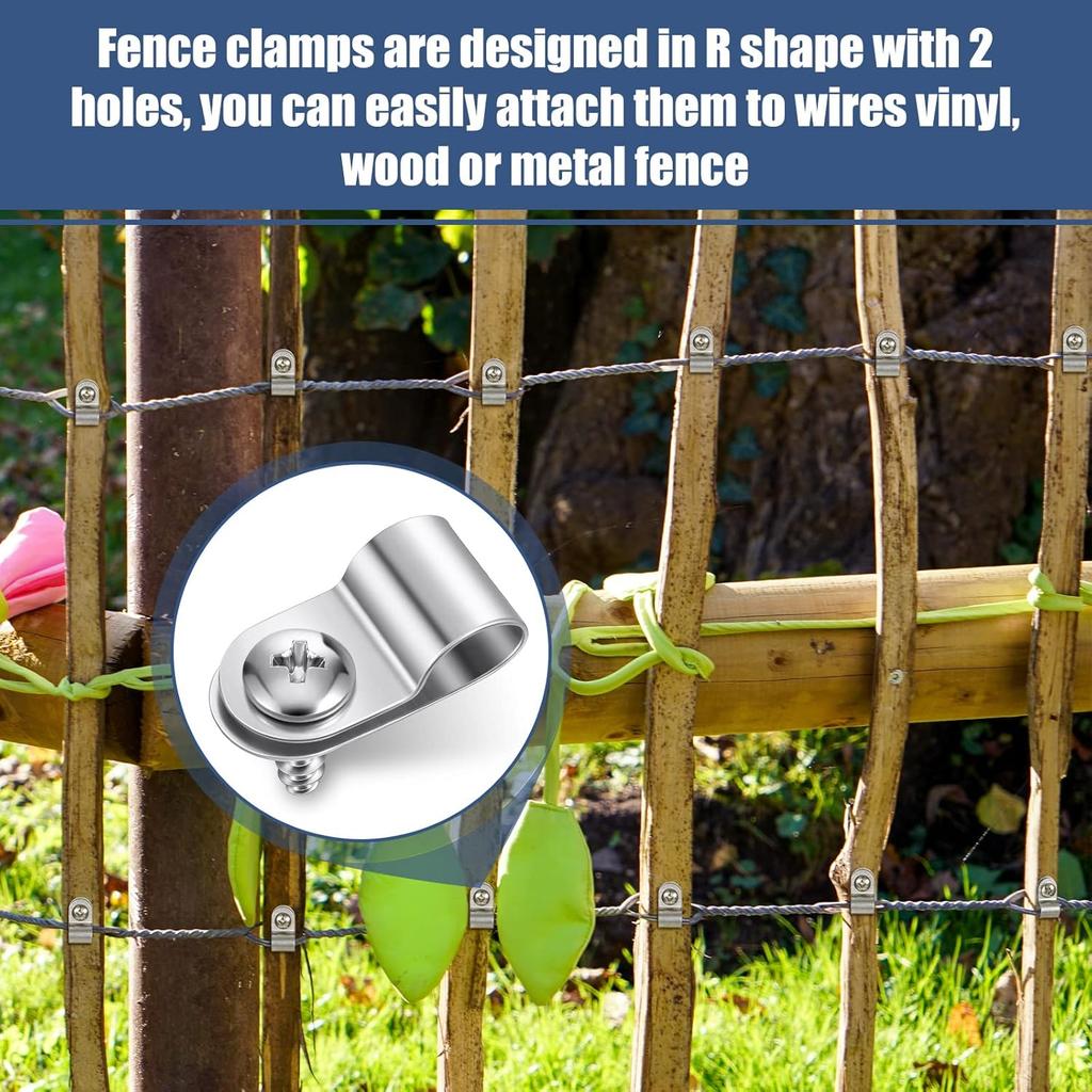 R-type Livestock Fence Wire Clamp with Screws Stainless Steel Agricultural Fencing Mounting Clips Wire Fixing Fastener Wholesale