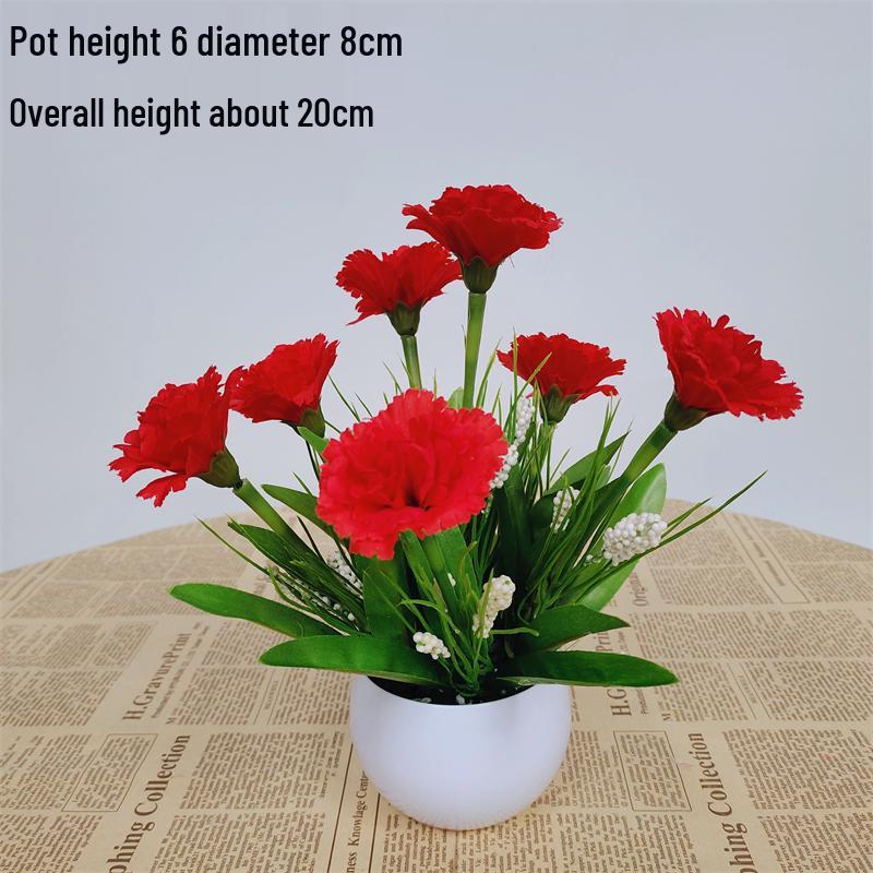 Small Silk Carnation Decorative Flower In Pot for Living Room, Coffee Table, or Dining Table Arrangement