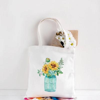 Dames canvas schouderboodschappentas met grasprint Mode Casual herbruikbare Eco-tas Grote capaciteit draagtas