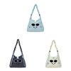 Korean Style Embroidered Cat Shoulder Bag With Nylon Material For Casual Daily Use