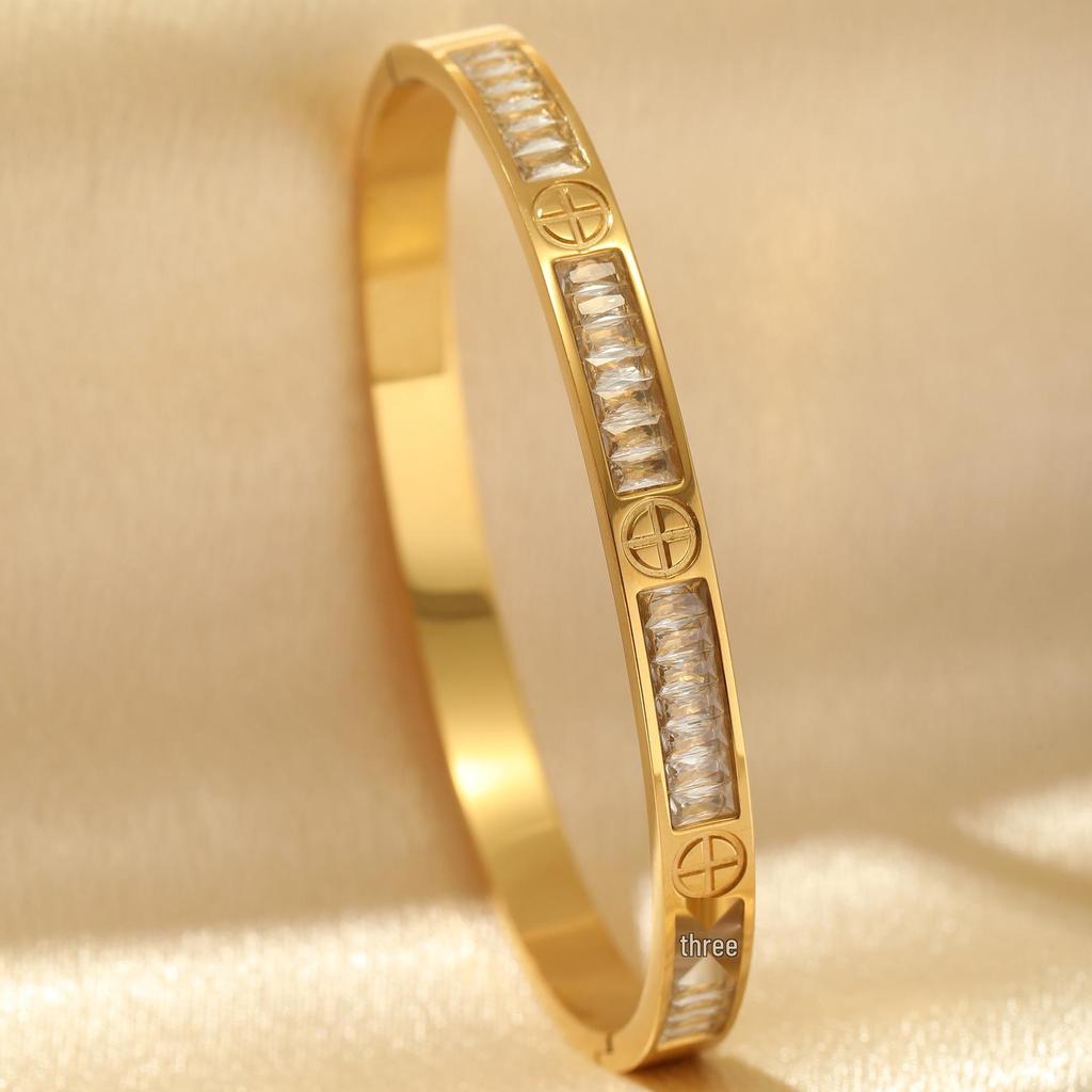 Brățară elegantă reglabilă pentru femei: Minimalist Auriu și Argintiu cu Zircon Incrustat, Stil Diamant cu Rând Dublu