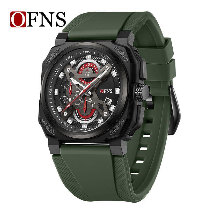 Oufannishi Men s Elegant Sport Quartz Watch - Three-Eye, Six-Hand, Waterproof Business Wristwatch