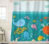 Lovely Cartoon Sea Creatures Fabric Shower Curtain for Kids Whale Turtle Fish Bathroom Decor Curtain for Girls And Boys Washable