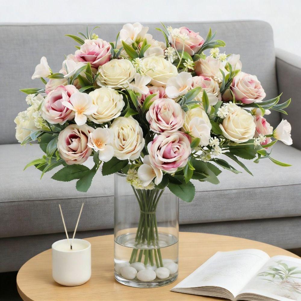 Lifelike with Stems Artificial Rose Flowers Real Touch Floral Arrangements Silk Flowers Fake Flower Bouquets Party Centerpieces