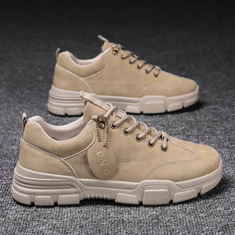 

Осенние новые мужские ботинки, модные универсальные нескользящие рабочие туфли в британском стиле, низкие, удобные, для прогулок на открытом воздухе, мужские повседневные туфли 44 песочный