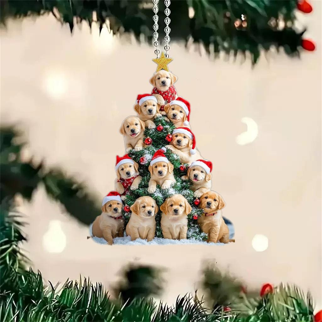 Christmas Acrylic Flat Cartoon Decorative Pendants, Christmas Tree Decorations, Car Pendant Decorations