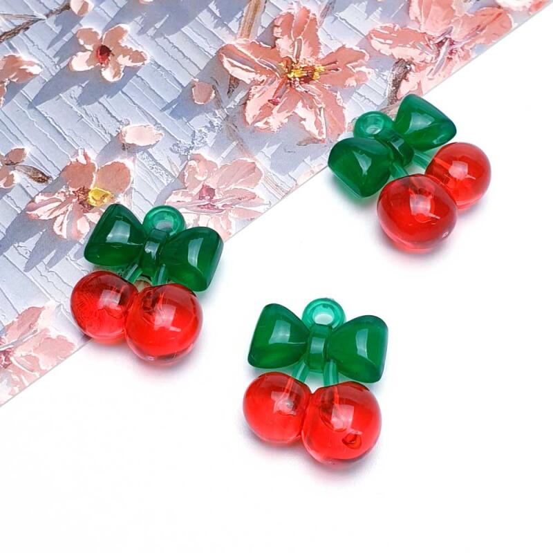Acrylic fruit ribbon cherry keychain accessory supplies