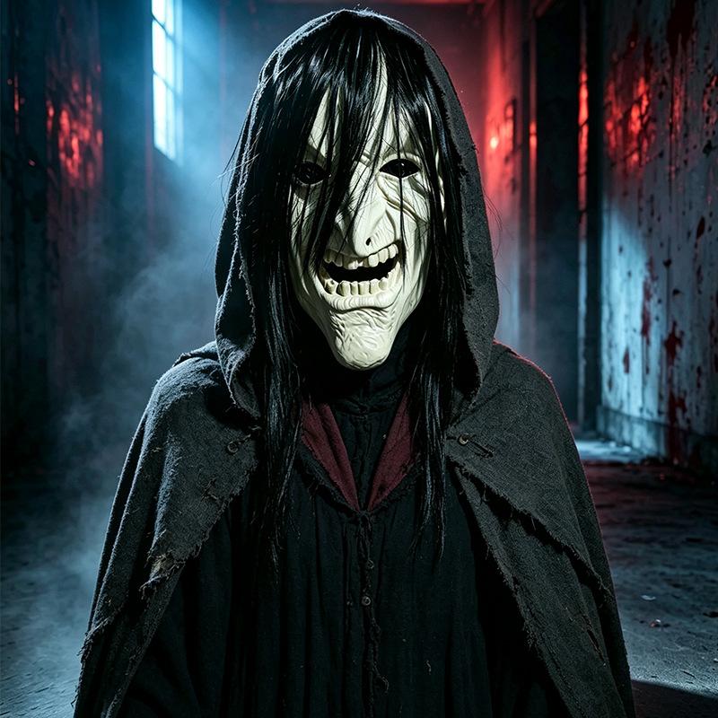 Scary Witch Mask With Long Nose Realistic Halloween Prop For Party Activities Adult Size Plastic Hand-Painted Face Mask