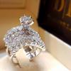 Women Sparkling Zircon Rings Micro Paved Simulated Diamond Engagement Party Set Exaggerated European Style