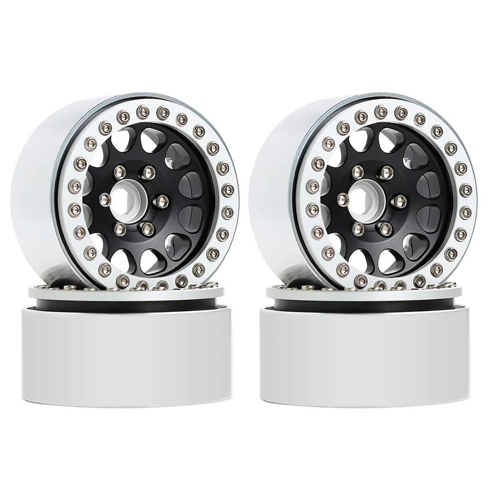 Injora 4Pcs Cnc Aluminum Alloy 1.9 Beadlock Wheel Rim For 1/10 Rc Crawler Car Axial Scx10 90046 Axi03007 Trx4 Vs4-10 Redcat Gen8