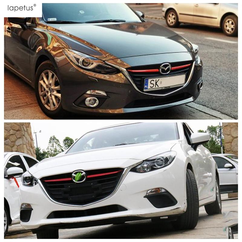 Car Front Middle Grille Grill Strip Decoration Molding Cover Trim ABS Chrome Accessories Exterior Kit For Mazda 3 2014 2015 2016
