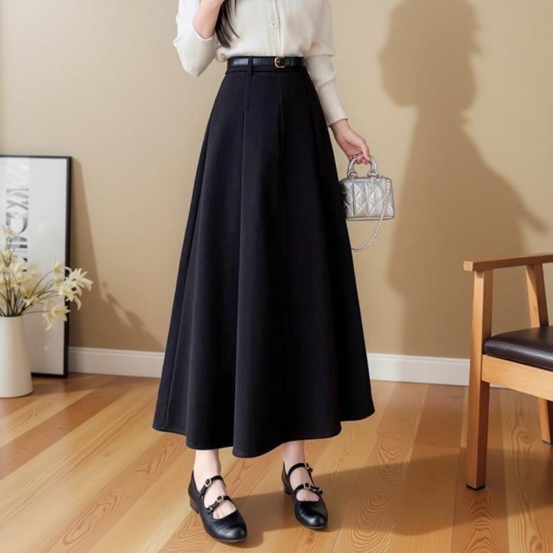 Plus Size Women's New Fall Pleated Skirt In The Long A Line Skirt